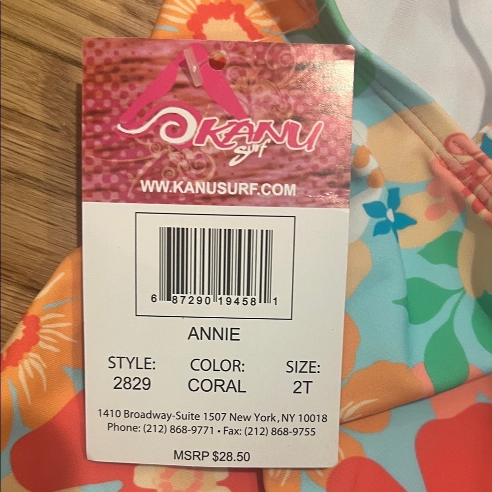 NWT Kanu Surf Colorful Floral Kids One Piece Swimsuit- 2T - Picture 2 of 6